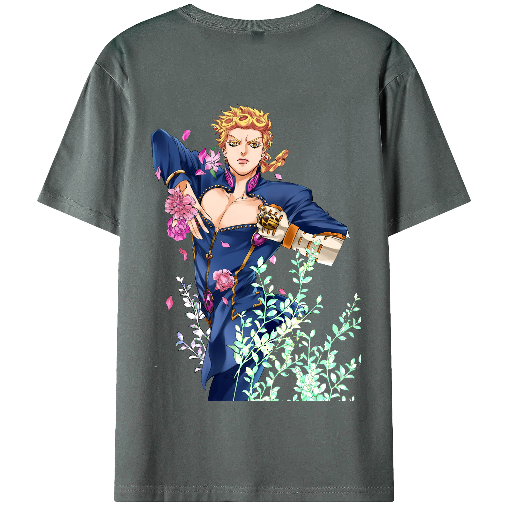 （画像用） ジョジョの奇妙な冒険 ジョルノ?ジョバァーナ JoJo's Bizarre Adventure Giorno Giovanna 綿100％半袖Tシャツ（背面プリント）